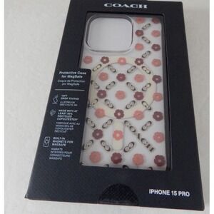 Coach New York Protective Case with Magsafe For iPhone 15 Pro Clear/Multi NWT